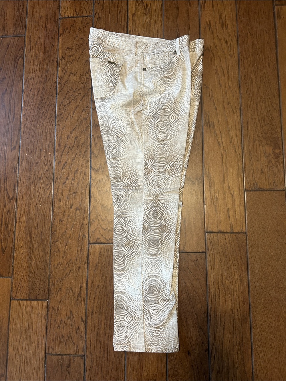 Neutral Snake-Print Skinny Pants.  Size 12